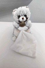 Doudou Plat/Mouchoir Ours Blanc Gris Marron Chiné Pantin Petit Flocon - Baby Nat