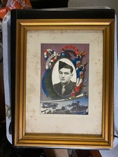 ANCIEN CADRE PHOTO SOUS VERRE HONNEUR ET PATRIE MILITAIRE TOMBE GUERRE WW2