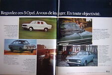 PUBLICITÉ 1968 OPEL LA KADETT XE - LA RALLYE L'OLYMPIA LA REKORD LA COMMODORE