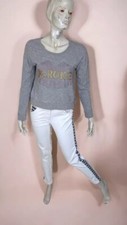 ? Kookai Taille 36 Superbe pull femme gris clair sweat shirt coton mélangé