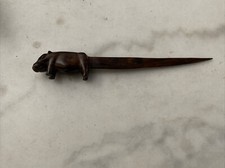 Ancien Coupe Papier Lettre Art Africain Phacochere Ebene ? Deco