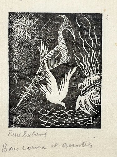 Carte voeux gravure signée - gravure,