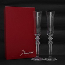 Lot de 2 paires de verres à champagne en cristal de Baccarat Mille Nuits Flut...