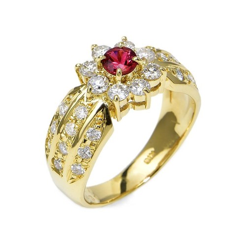 Bague fleur rubis - fleur, en
