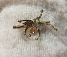 BROCHE Plaqué or - pierres semi-précieuses -  NEUF - stock bijouterie