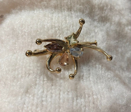 Broche plaqué pierres - plaqué,