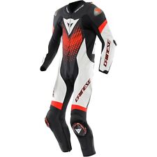 Combinaison En Cuir De Moto 64 - Dainese Laguna Seca 6 - Noir-Blanc-Fluorescent