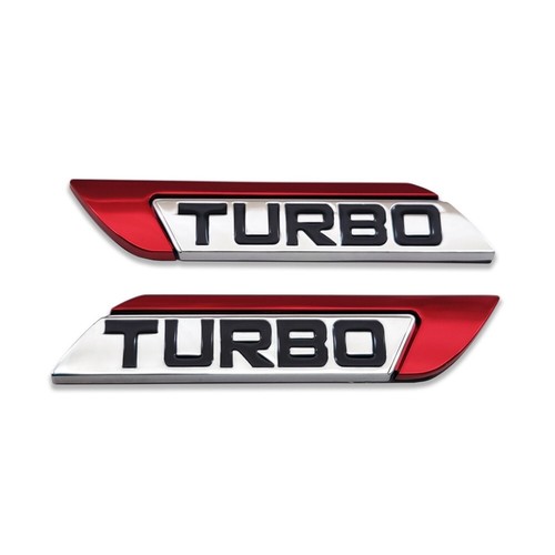 Red chrome metal turbo logo - metal,