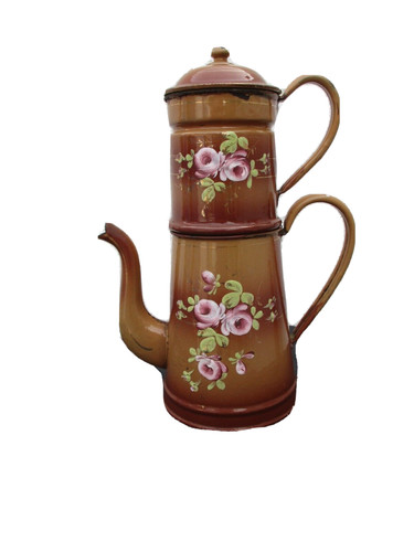 Cafetiere tole emaillee decor