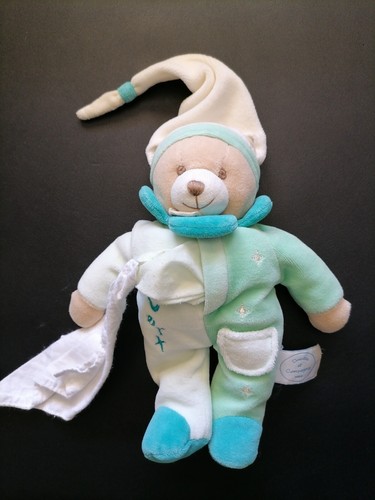 Doudou ours vert mouchoir - vert,