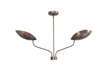 lustre plafonnier deux lumières fait main italien laiton brut milieu du siècle