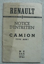 NOTICE TECHNIQUE ENTRETIEN RENAULT CAMION  TYPE AHR1  6 cylindres ( 1941 ) RTA