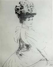 Paul-César HELLEU : La Comtesse René de Béarn,  GRAVURE, 1913