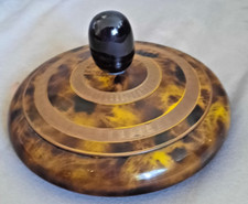 ANCIENNE BOITE A POUDRE AVEC MIROIR SOUS LE COUVERCLE EN METAL RECOUVERT