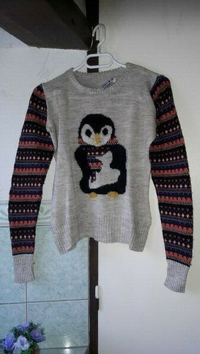 Pull chaud pingouin manches