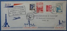 Enveloppe 1ère liaison UAT Casablanca-Paris par avion à réaction 1953