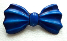 BROCHE vintage France noued ruban BLEU 5,9cm Très belle !