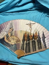 Eventail Ancien Espagnol Peint à La Main  1950 