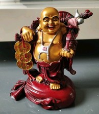 Bouddha Chinois Maitreya Rieur. Symbole de Chance/Bonne Fortune. En Polyrésine