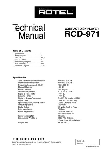Service manual for - , rotel