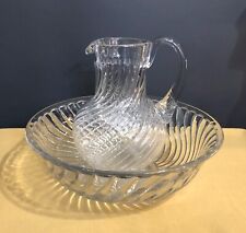 ancien broc de toilette et sa vasque en cristal signé BACCARAT modèle BAMBOU