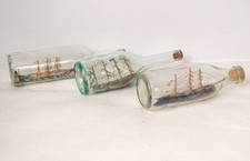 Lot 3 maquettes bateaux bouteille diorama remorqueur Art Populaire XIXème