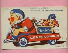 BUVARD BONBONS LE NAIN GOURMAND - CAR PUBLICITAIRE RENAULT - 