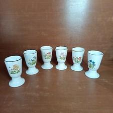 Mazagrans En Grès À Décor De Fleurs, Lot De 6, Tasses Vintage