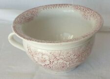 Pot chambre faïence blanche décor Jardinière rouge Saint Amand-Les-eaux