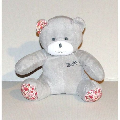Doudou ours gris peluche motif - peluche,