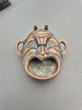 ANCIEN CENDRIER TÊTE DE DIABLE EN BRONZE