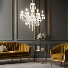 Suspensions Lustre Luminaire Suspendu 6 à Flammes Pendeloques en Cristal H 166cm