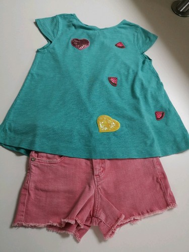 Short jean shirt orné - jean, t-shirt