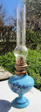 Lampe à pétrole en faïence de ROANNE fait et peint main G.LECLERCQ/J.LARDIN