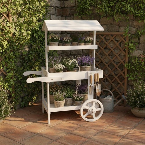 Chariot fleurs roulettes - fleurs,