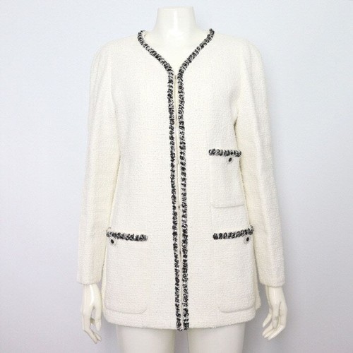 Chanel veste tweed blanche - tweed,