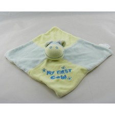 Doudou plat vache bleu jaune