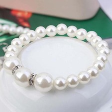 1Pc Élégant Femme Faux Perle Bracelet 14K or Blanc Sur Mariage Bijoux Cadeau