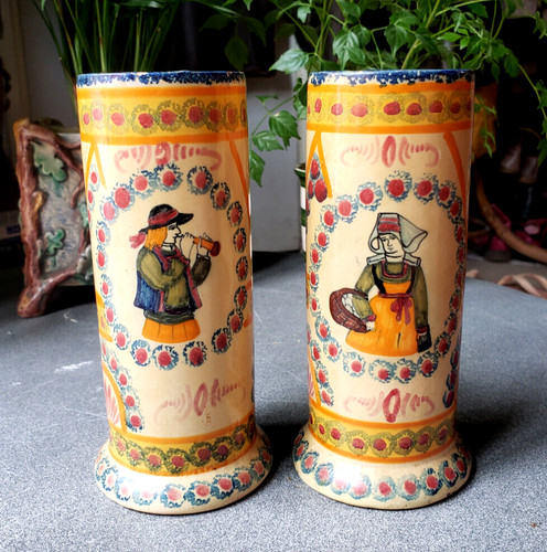 Paire vases rouleaux - vases, henriot