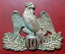 PLAQUE DE SHAKO 10° REGIMENT DE LIGNE GARDE NATIONALE MONARCHIE DE JUILLET