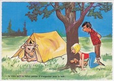 CPSM HUMOUR ILLUSTRATEUR JEAN BRIAN VACANCES Vache tente chien campeurs Edt CIM