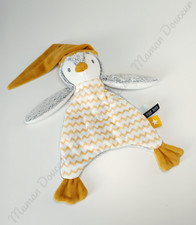 Doudou Plat/Mouchoir Hipingu Pingouin Orange Gris Blanc Bonnet Tape À L'oeil TAO