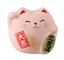 Maneki Neko rose Figurine Chat