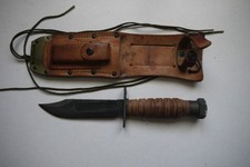 Vietnam War US PILOTS SURVIVAL KNIFE CAMILLUS w LEATHER SHEATH & STONE