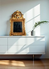 Ancien miroir à fronton bois sculpté dorure d'origine 67x39,5 cm C727 S