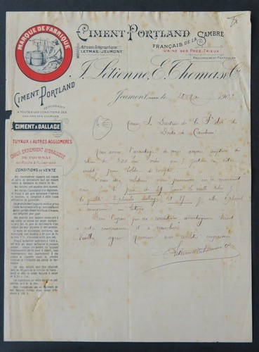 Facture jeumont 1902 letienne - jeumont,