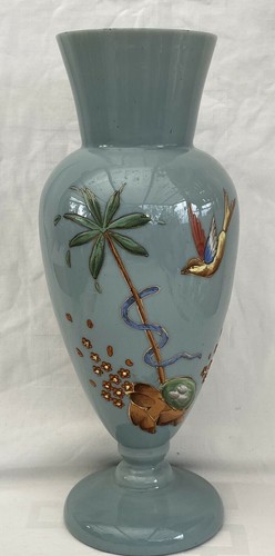 Ancien vase opaline - opaline, bleu/gris