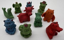 10 Figurines Esso Glups Publicitaires Animaux Éléphant, Hibou, Ours, Otarie…