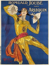 PLAQUE ALU DECO AFFICHE ROMUALD JOUBE ARLEQUIN DEGUISEMENT COSTUME
