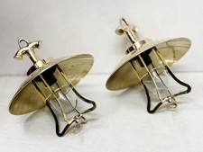 Paire de répliques de plafonnier en laiton - suspension rétro avec abat-jour